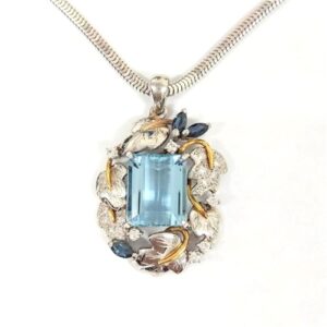 アクアマリン A(7.39ct サファイア S(0.56ct メレダイヤ MD(0.30ct K18 Pt900 ネックレス 買取相場