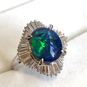 ブラックオパール O(4.443ct ダイヤモンド MD(1.32ct Pt900 リング 買取相場