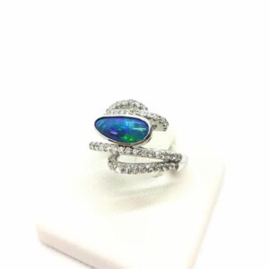 ブラックオパール BO)1.05ct D)0.72ct Pt900 リング 買取相場