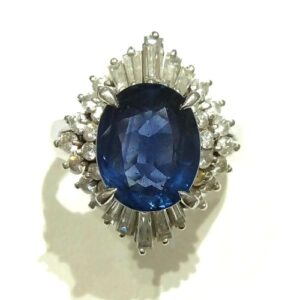 サファイア S(0.77ct ダイヤ D(0.48ct PT900 リング ジュエリー買取相場