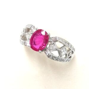 ルビー R(1.098ct ダイヤモンド MD(0.56ct Pt900 リング 買取相場