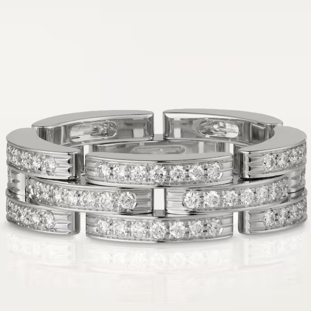 カルティエ マイヨン パンテール リング 3連 パヴェセッティング WG N4749252  画像