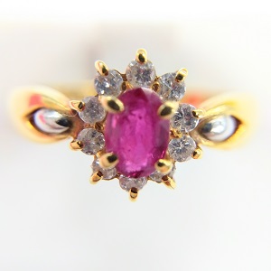 ルビー R(0.32ct メレダイヤMD (0.20ct K18 PT900 リング 買取相場