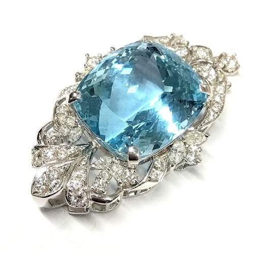 アクアマリン A(45.70ct メレダイヤモンド MD(2.62ct Pt900 ペンダントトップ 買取相場