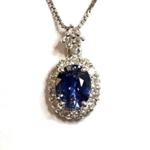 サファイア S(1.21ct ダイヤモンド MD(0.32ct K18WG/Pt900 ネックレス 買取相場