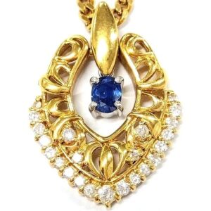 サファイア S(0.43ct メレダイヤモンド MD(0.36ct K18 Pt900 ネックレス 買取相場