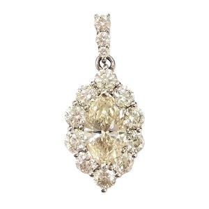 ダイヤモンド D(1.23ct マーキスカット K MD)1.11ct ペンダントトップ Pt900 買取相場