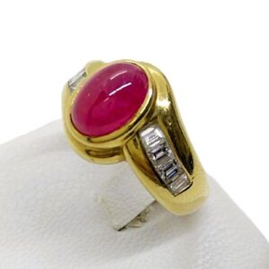 カボション ルビー R(2.88ct D(0.71ct K18 リング 買取相場