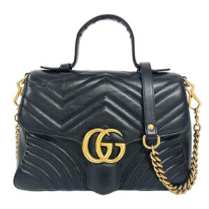 グッチ(GUCCI) ショルダーバッグ GGマーモント 498110 レザー ブラック ゴールド金具 Bランク 買取相場