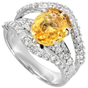 イエローサファイア S(2.522ct ダイヤモンド MD(0.94ct Pt900 リング 買取相場