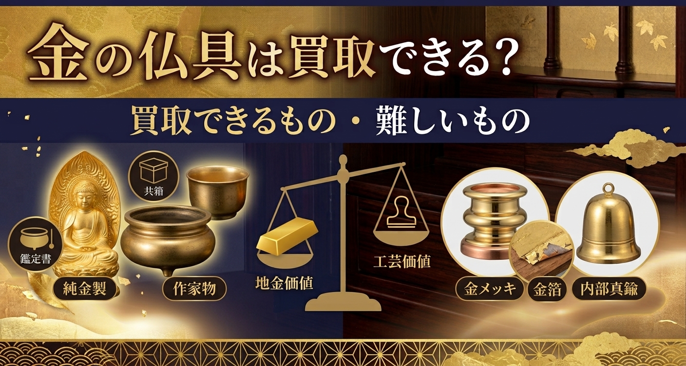 金の仏具は買取できる？買取できるもの・難しいもの　解説バナー